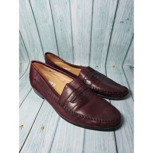 Bruno Magli Silas Calf leather Penny Loafers Maroon Bordeaux Size 11 Dress Shoes